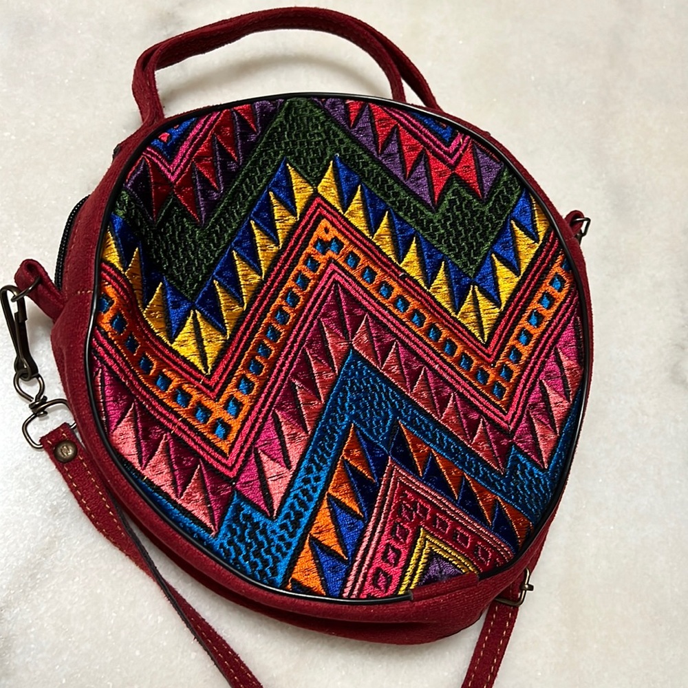 Suede mini shoulder bag hand made in GUATEMALA